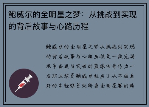 鲍威尔的全明星之梦:从挑战到实现的背后故事与心路历程 鲍威尔的全明星之梦:从挑战到实现的背后故事与心路历程